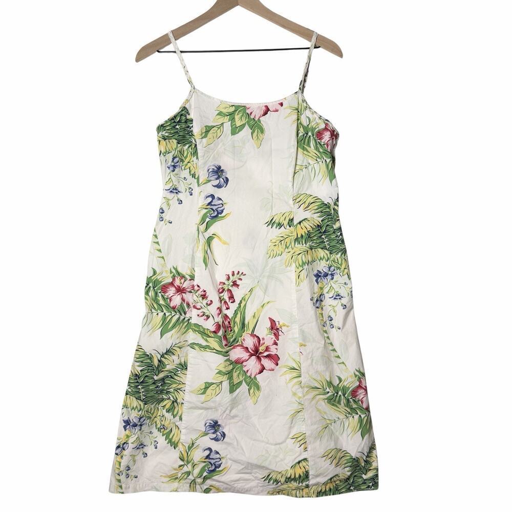 Tommy Hilfiger Floral Print Dress Braided Straps Sundress Women Size 10 Vacation